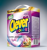 Бесфосфатный стиральный порошок CLEVER PROFESSIONAL COLOR 3, 3кг 